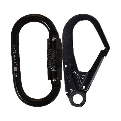 WORKWEAR, SAFETY & CORPORATE CLOTHING SPECIALISTS Elite Single Leg Shock Absorbing 2M Adjustable Lanyard with Hardware KD & SD