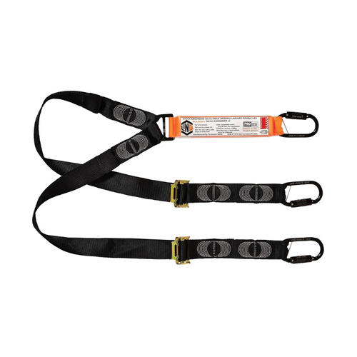 WORKWEAR, SAFETY & CORPORATE CLOTHING SPECIALISTS Elite Double Leg Shock Absorbing 2M Adjustable Lanyard  with Hardware KD X3