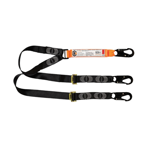 WORKWEAR, SAFETY & CORPORATE CLOTHING SPECIALISTS - Elite Double Leg Shock Absorbing 2M Adjustable Lanyard  with Hardware SN X3