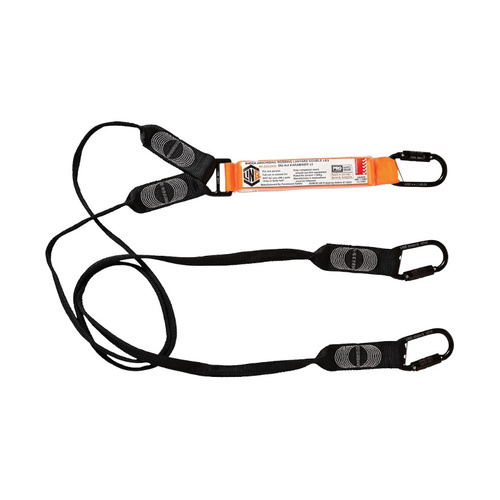 WORKWEAR, SAFETY & CORPORATE CLOTHING SPECIALISTS Elite Double Leg Shock Absorbing Webbing Lanyard with Hardware KD X3