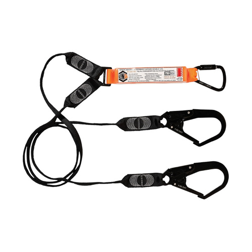WORKWEAR, SAFETY & CORPORATE CLOTHING SPECIALISTS - Elite Double Leg Shock Absorbing Webbing Lanyard with Hardware KT & SD X3