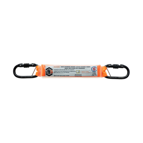WORKWEAR, SAFETY & CORPORATE CLOTHING SPECIALISTS SHOCK ABSORBING 450MM ASSEMBLY WITH PERM ATTACHED KARABINERS SCREW GATE