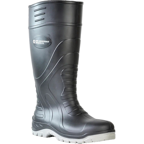 WORKWEAR, SAFETY & CORPORATE CLOTHING SPECIALISTS Jobmaster 3 Gumboots - Black / Grey PVC 300mm Safety Gumboot