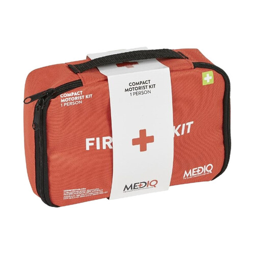WORKWEAR, SAFETY & CORPORATE CLOTHING SPECIALISTS - MEDIQ ESSENTIAL FIRST AID KIT COMPACT MOTORIST IN ORANGE SOFT PACK 1 PERSON