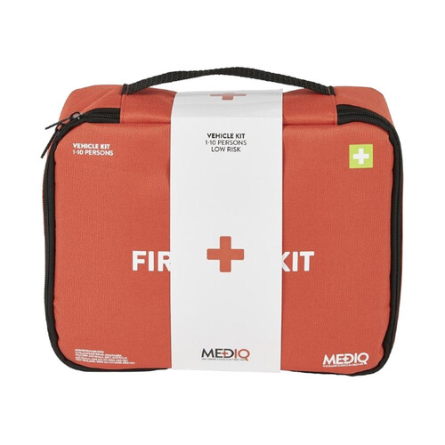 WORKWEAR, SAFETY & CORPORATE CLOTHING SPECIALISTS - MEDIQ ESSENTIAL FIRST AID KIT VEHICLE IN ORANGE SOFT PACK 1-10 PERSONS LOW RISK