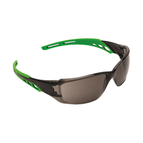 WORKWEAR, SAFETY & CORPORATE CLOTHING SPECIALISTS - Cirrus Green Arms Safety Glasses Smoke A/F Lens