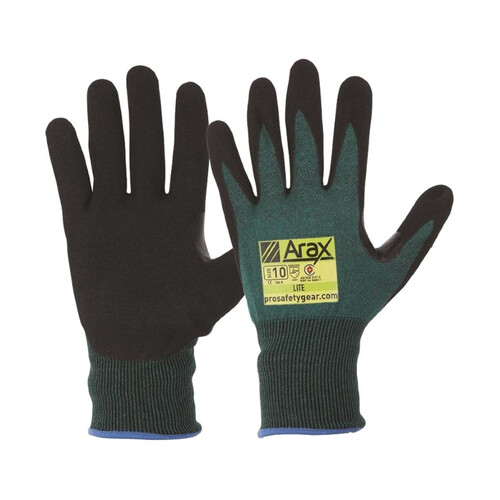 WORKWEAR, SAFETY & CORPORATE CLOTHING SPECIALISTS - Arax Green Nitrile Sand Dip Palm Gloves
