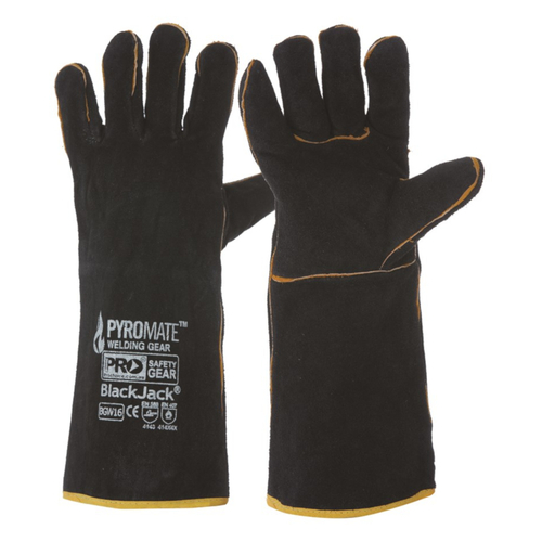 WORKWEAR, SAFETY & CORPORATE CLOTHING SPECIALISTS - Pyromate Black Jack - Black & Gold Welders Glove