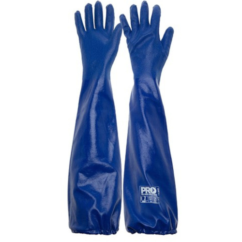WORKWEAR, SAFETY & CORPORATE CLOTHING SPECIALISTS - Blue Nitrile Extended Length Chemical Glove