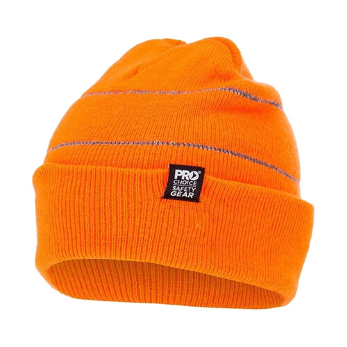 WORKWEAR, SAFETY & CORPORATE CLOTHING SPECIALISTS Hi-Vis Orange Beanie with Retro-reflective Stripes
