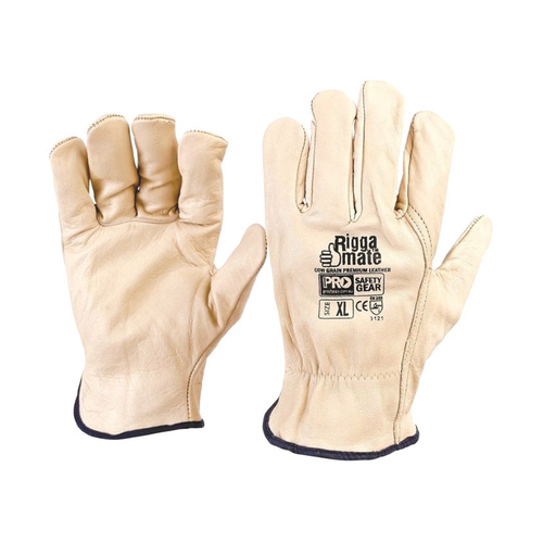 WORKWEAR, SAFETY & CORPORATE CLOTHING SPECIALISTS - Riggamate Beige Premium Cowgrain Gloves 2XL