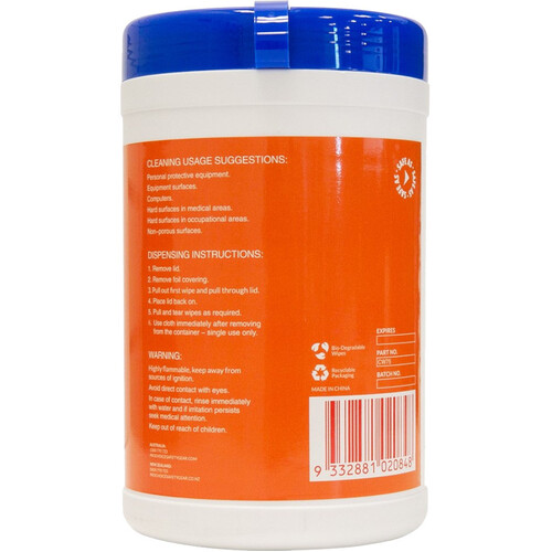 WORKWEAR, SAFETY & CORPORATE CLOTHING SPECIALISTS Isopropyl Cleaning Wipes - Cannister of 75.
