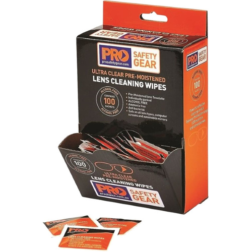 WORKWEAR, SAFETY & CORPORATE CLOTHING SPECIALISTS Lens Cleaning Wipe - Alcohol Free 100 Pack