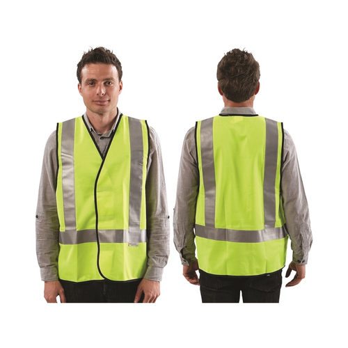 WORKWEAR, SAFETY & CORPORATE CLOTHING SPECIALISTS - Safety Vests - Yellow Day / Night Use with H Back pattern Reflective Tape