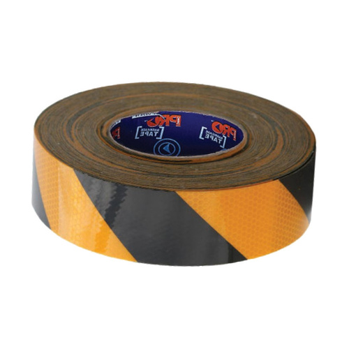 WORKWEAR, SAFETY & CORPORATE CLOTHING SPECIALISTS - Self Adhesive Reflective Hazard Tape Yellow & Black. 50m x 50mm