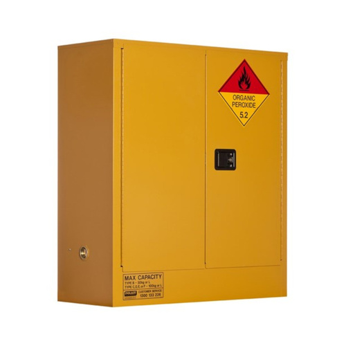 WORKWEAR, SAFETY & CORPORATE CLOTHING SPECIALISTS - ORGANIC PEROXIDE STORAGE CABINET: 100L - 2 DOORS - 2 SHELVES