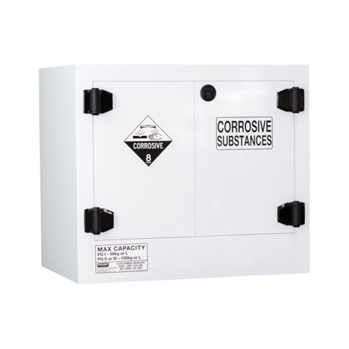 WORKWEAR, SAFETY & CORPORATE CLOTHING SPECIALISTS - CORROSIVE SUBSTANCE STORAGE CABINET: POLYPROPYLENE - 100L - 2 DOORS - 1 SHELF