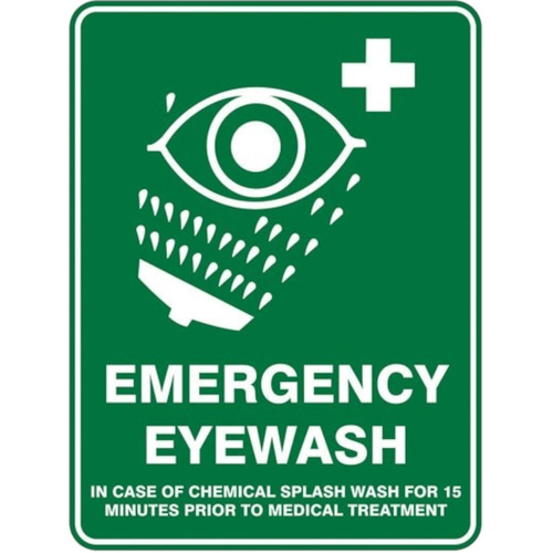 WORKWEAR, SAFETY & CORPORATE CLOTHING SPECIALISTS - Emergency Eyewash Sign 450mm x 300mm Metal