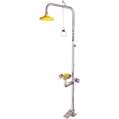 WORKWEAR, SAFETY & CORPORATE CLOTHING SPECIALISTS Combination Shower With Triple Nozzle Eye & Face Wash With Bowl & Foot Treadle