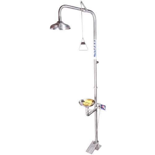 WORKWEAR, SAFETY & CORPORATE CLOTHING SPECIALISTS - COMBINATION 316SS SHOWER WITH EYE & FACE WASH, BOWL & FOOT TREADLE