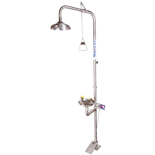 WORKWEAR, SAFETY & CORPORATE CLOTHING SPECIALISTS - COMBINATION 316SS SHOWER AND EYE WASH WITH BOWL & FOOT TREADLE