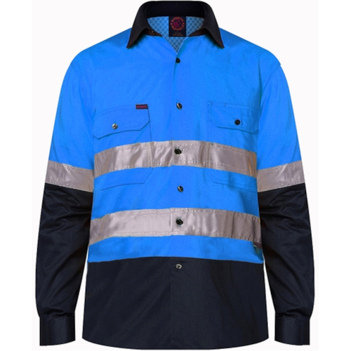 WORKWEAR, SAFETY & CORPORATE CLOTHING SPECIALISTS - Vented Open Front L/W L/S 50MM Reflective Tape