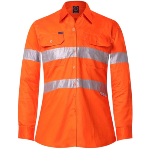 WORKWEAR, SAFETY & CORPORATE CLOTHING SPECIALISTS Ladies Long Sleeve Vented Shirts w/ 3M 8910 Reflective Tape