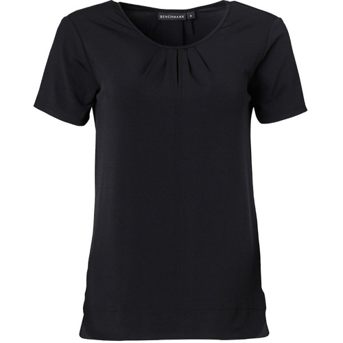 WORKWEAR, SAFETY & CORPORATE CLOTHING SPECIALISTS Ladies' Round Neck with Pleats S/S Knit Top