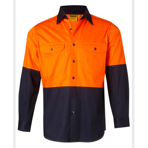 WORKWEAR, SAFETY & CORPORATE CLOTHING SPECIALISTS Hi-Vis two tone Cool-Breeze L/S cotton work shirt