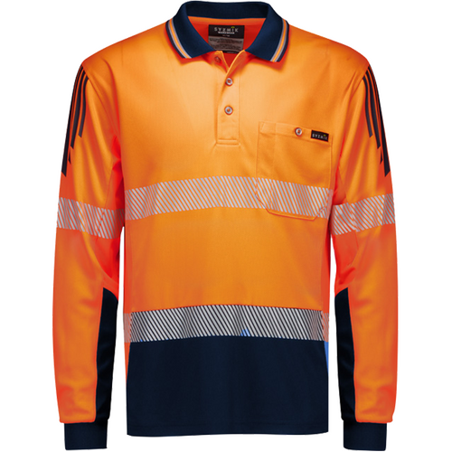 WORKWEAR, SAFETY & CORPORATE CLOTHING SPECIALISTS - Mens Hi Vis Flux Segmented Tape Long Sleeve Polo