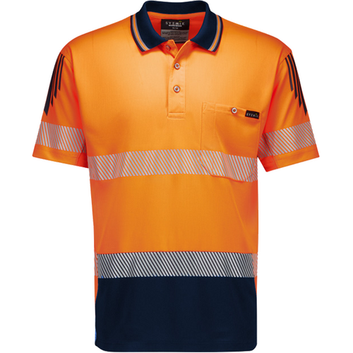 WORKWEAR, SAFETY & CORPORATE CLOTHING SPECIALISTS - Mens Hi Vis Flux Segmented Tape Short Sleeve Polo