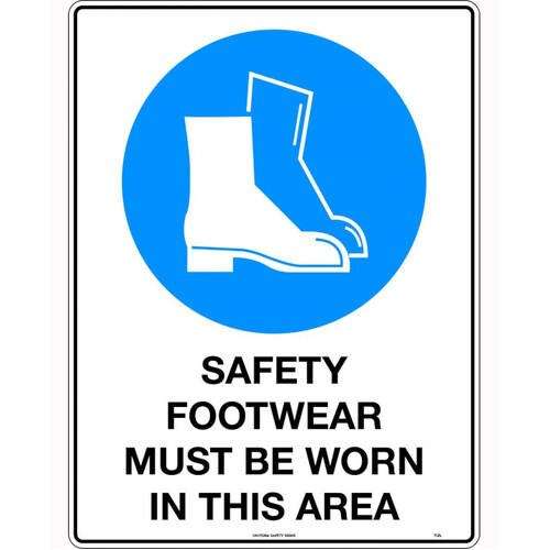 WORKWEAR, SAFETY & CORPORATE CLOTHING SPECIALISTS - 300x225mm - Poly - Safety Footwear Must be Worn in This Area