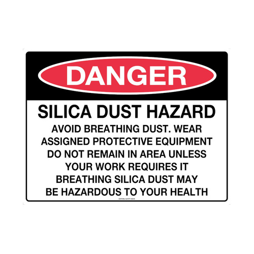 WORKWEAR, SAFETY & CORPORATE CLOTHING SPECIALISTS - 600x400mm - Metal - Danger Silica Dust Hazard Avoid Breathing etc