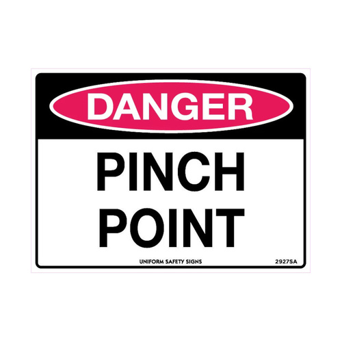 WORKWEAR, SAFETY & CORPORATE CLOTHING SPECIALISTS - 90x55mm - Self Adhesive - Sheet of 10 - Danger Pinch Point