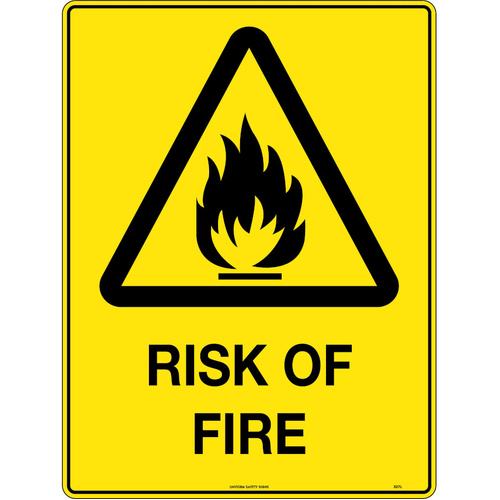 WORKWEAR, SAFETY & CORPORATE CLOTHING SPECIALISTS - 600x400mm - Poly - Caution Risk of Fire