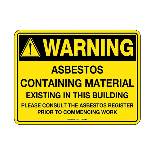 WORKWEAR, SAFETY & CORPORATE CLOTHING SPECIALISTS - 300x225mm - Metal - Warning Asbestos Existing in This Building