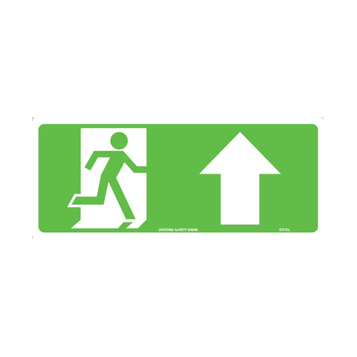 WORKWEAR, SAFETY & CORPORATE CLOTHING SPECIALISTS - 350x145mm - Luminous - Poly - Running Man with Arrow Up