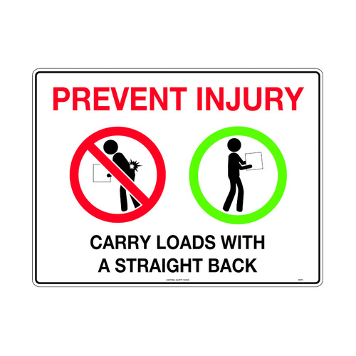 WORKWEAR, SAFETY & CORPORATE CLOTHING SPECIALISTS - 600x400mm -Poly - Prevent Injury Carry Loads With A Straight Back