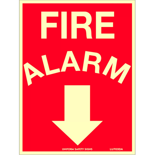 WORKWEAR, SAFETY & CORPORATE CLOTHING SPECIALISTS - 240x180mm - Self Adhesive - Fire Alarm (Arrow Down)