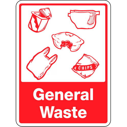WORKWEAR, SAFETY & CORPORATE CLOTHING SPECIALISTS - 300x225mm - Poly - General Waste [With Recycling Picto]