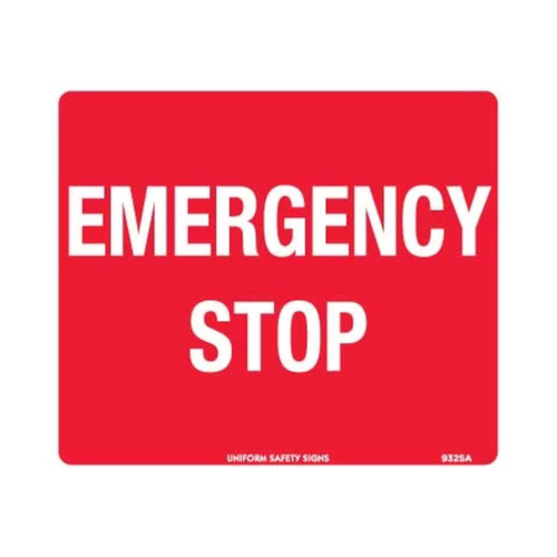 WORKWEAR, SAFETY & CORPORATE CLOTHING SPECIALISTS - 240x180mm - Self Adhesive - Emergency Stop