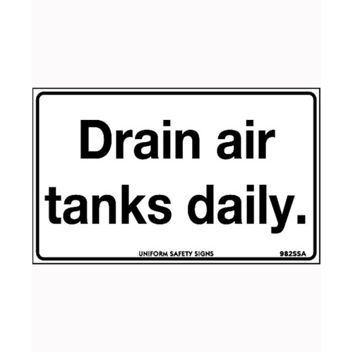 WORKWEAR, SAFETY & CORPORATE CLOTHING SPECIALISTS - 90x55mm - Self Adhesive - Sheet of 10 - Drain Air Tanks Daily