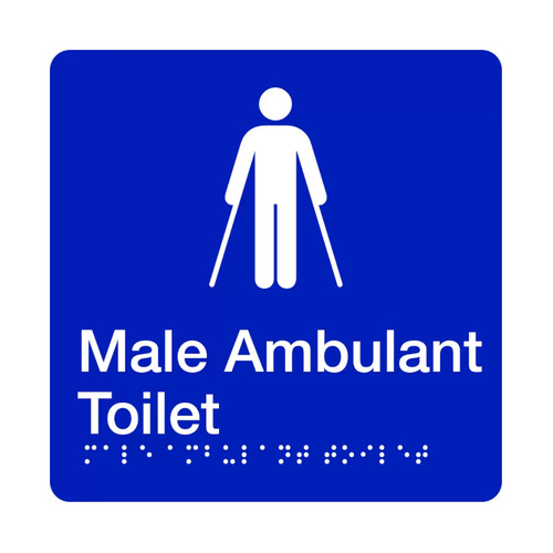 WORKWEAR, SAFETY & CORPORATE CLOTHING SPECIALISTS - 180x220mm - Braille - Silver PVC - Male Ambulant Toilet