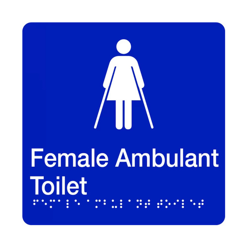WORKWEAR, SAFETY & CORPORATE CLOTHING SPECIALISTS - 180x220mm - Braille - Silver PVC - Female Ambulant Toilet