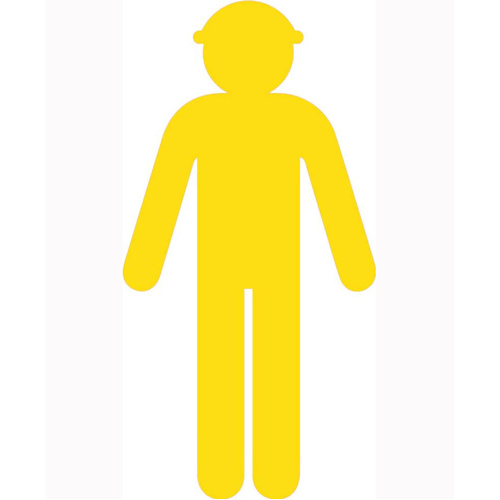 WORKWEAR, SAFETY & CORPORATE CLOTHING SPECIALISTS - 1500x760mm - Corflute - Yellow Cut Out Safety Construction Worker [Arms Down]