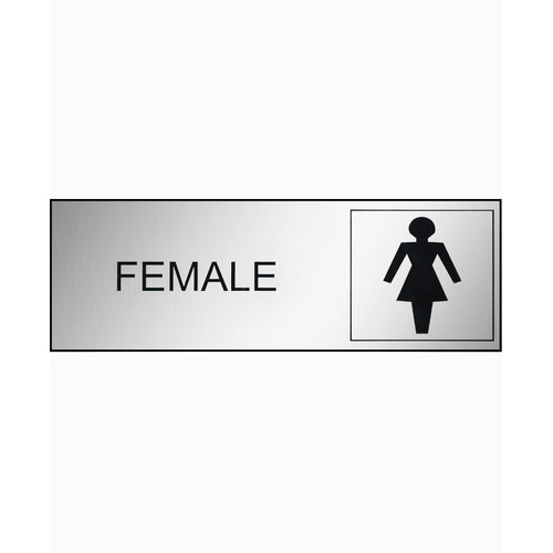 WORKWEAR, SAFETY & CORPORATE CLOTHING SPECIALISTS 300x100mm - Engraved Label - Black/Brushed Aluminium Traffilite - Adhesive Backed - Female (With Pic
