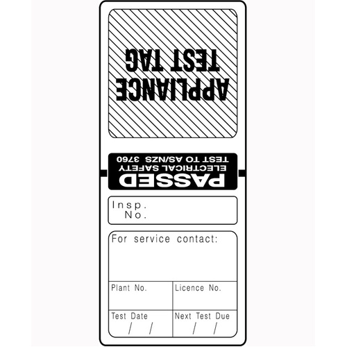 WORKWEAR, SAFETY & CORPORATE CLOTHING SPECIALISTS Black Electrical Test Tags (Pkt 100) - 12 monthly check