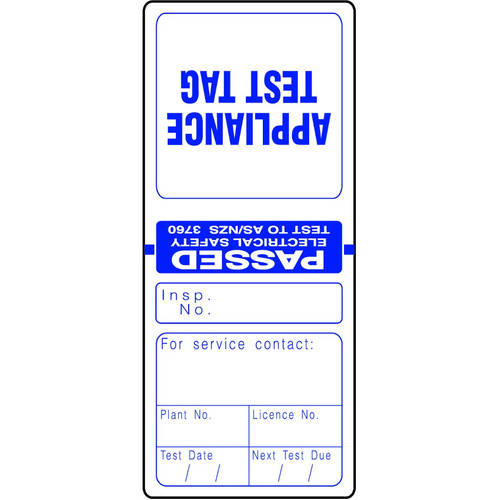 WORKWEAR, SAFETY & CORPORATE CLOTHING SPECIALISTS - Blue Electrical Test Tags (Pkt 100)