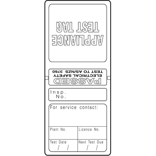 WORKWEAR, SAFETY & CORPORATE CLOTHING SPECIALISTS - White Electrical Test Tags (Pkt 100) - 6 months, July-December Testing