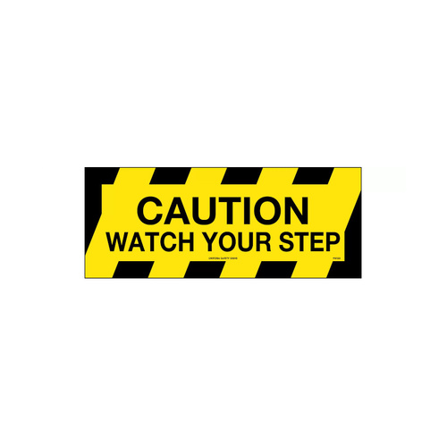 WORKWEAR, SAFETY & CORPORATE CLOTHING SPECIALISTS - 450x180mm - Self Adhesive, Anti-Slip Floor Graphics - Caution Watch Your Step